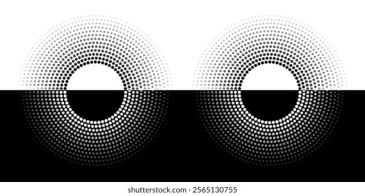 Modern abstract background. Halftone dots in circle form. Round logo, design element or icon. 
