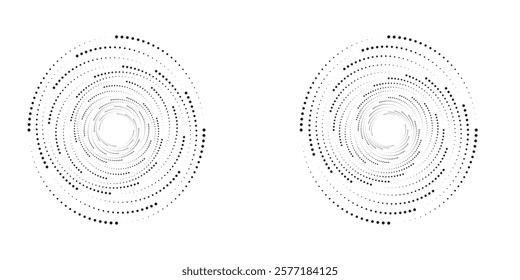 Modern abstract background. Halftone dots in circle form. Spiral logo, icon or design element.