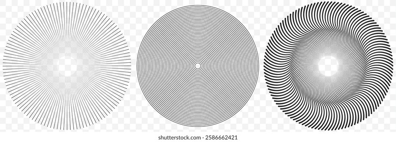 Modern abstract background. Halftone dots in circle form. Spiral logo, icon or design element. Black dots on a white background and white dots on the black side. EPS 10.
