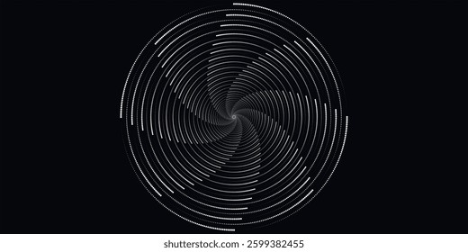 Modern abstract background. Halftone dots in circle form. Round logo. Vector dotted frame. Design element or icon. Black shape on a white background and the same white shape on the black side.