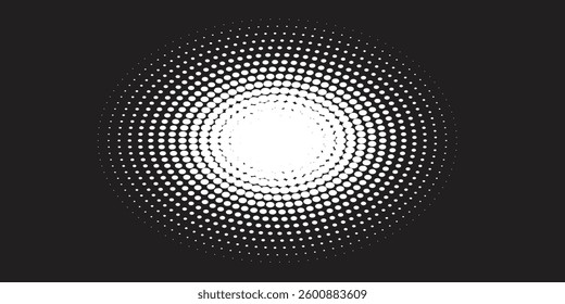 Modern abstract background. Halftone dots in circle form. Round logo. Vector dotted frame. Design element or icon.