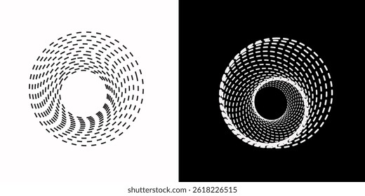Modern abstract background. Halftone dots in circle form. Spiral logo, icon or design element