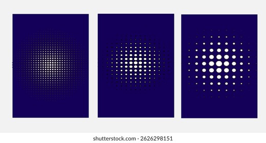 Modern abstract background. Halftone dots in circle form. Round logo. Vector dotted frame. Design element or icon. Black shape on a white background and the same white shape on the black side. Eps 10.