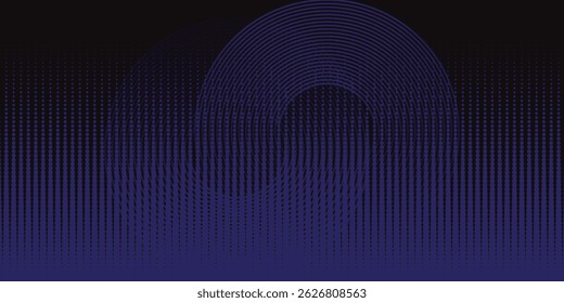 Fondo abstracto moderno. Puntos semitonos en forma de círculo. Logotipo espiral, icono o elemento de diseño. puntos azules sobre un fondo negro y puntos negros en el lado azul.