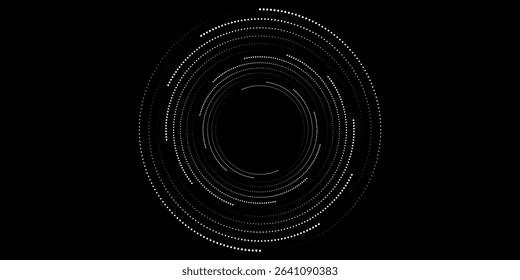 Modern abstract background. Halftone dots in circle form. Spiral logo, icon or design element. Black dots on a white background and white dots on the black side. eps10