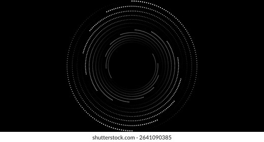 Modern abstract background. Halftone dots in circle form. Spiral logo, icon or design element. Black dots on a white background and white dots on the black side. modern