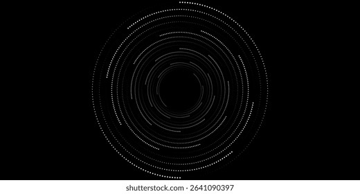 Modern abstract background. Halftone dots in circle form. Spiral logo, icon or design element. Black dots on a white background and white dots on the black side. eps10