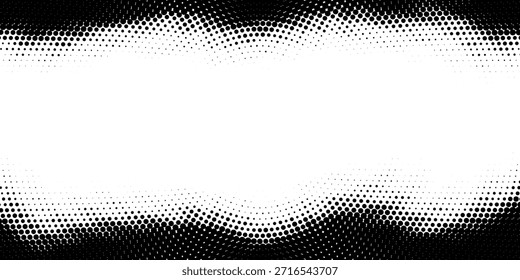 Modern abstract background. Halftone dots in circle form. Spiral logo, icon or design element. Black dots on a white background and white dots on the black side.