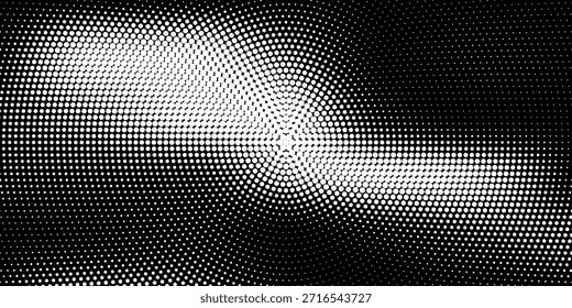 Fondo abstracto moderno. Puntos semitonos en forma de círculo. Logotipo espiral, icono o elemento de diseño. Puntos negros sobre un fondo blanco y puntos blancos en el lado negro.