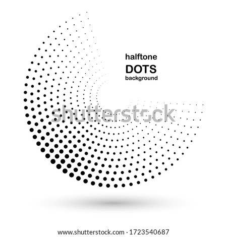 Modern abstract background. Halftone dots in circle form. Round logo. Vector dotted frame. Design element or icon.