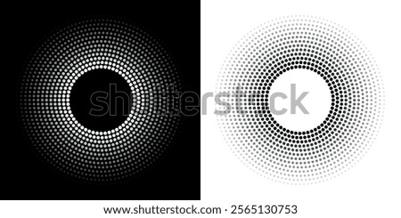 Modern abstract background. Halftone dots in circle form. Round logo, design element or icon. 