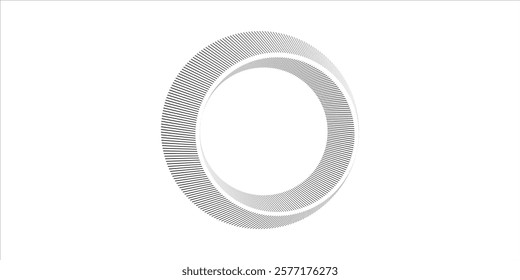 Modern abstract background. Halftone dotted lines in circle shape. Round logo. Vector dotted frame. Design element or icon