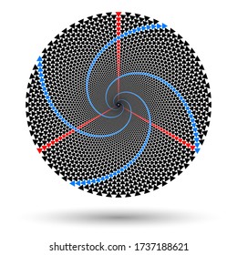Modern abstract background. Halftone triangles in circle form. Round logo. Design element or icon.