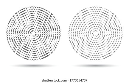 Fondo abstracto moderno. Olas de semitono en forma de círculo. Logo redondo. Elemento o icono de diseño del vector.