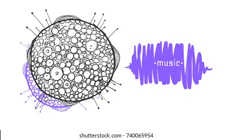 Modern abstract background. Hand drawn artistic style. Crazy alien template.
