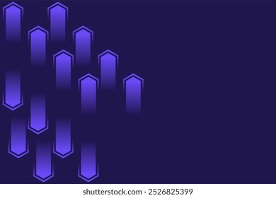 Fondo abstracto moderno con Formas hexagonales en un gradiente púrpura. El diseño geométrico crea profundidad y dimensión, ideal para temas futuristas, tecnológicos o creativos.