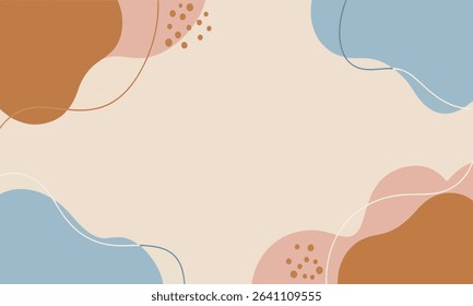 Modern abstract background illustration with curved shapes and dotted accents, includes free space for text for promotional use