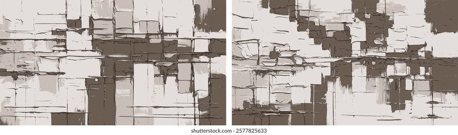 Modern abstract background inspired by strong contrasts of sepia and beige, textured with bold vertical streaks and layered designs, creating a dynamic modern aesthetic