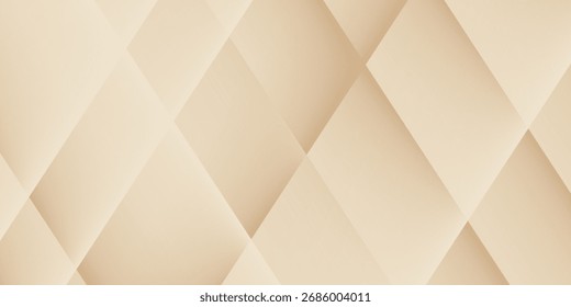 Modern abstract background with layered geometric diamond patterns in soft beige tones, ideal for luxury and corporate designs. vector illustration