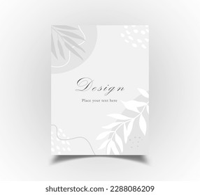 Fondo abstracto moderno con hojas y formas geométricas dibujadas a mano y líneas. Plantilla de banner para publicaciones sociales, aplicaciones móviles, anuncios en Internet, tarjetas de boda e invitación. Ilustración vectorial.