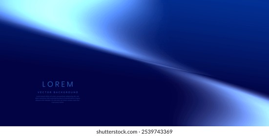 Fundo abstrato moderno luz azul brilhante néon no fundo azul escuro. Você pode usar para anúncio, cartaz, modelo, apresentação comercial. Ilustração vetorial