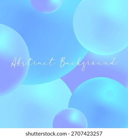 Fondo abstracto moderno en colores azul claro. Esferas 3D realistas. Fondo de burbujas brillantes. Plantilla gráfica cuadrada.