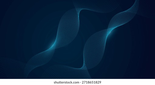 Fondo abstracto moderno con ondas digitales punteadas luminosas en tonos azules profundos, perfecto para el Diseño web futurista, la marca tecnológica y las imágenes creativas.