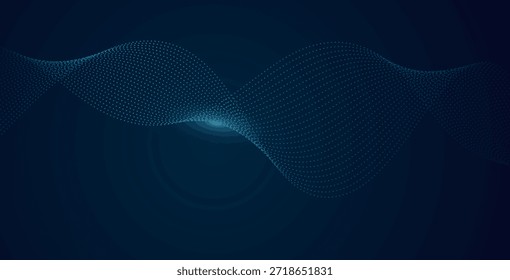 Fondo abstracto moderno con ondas digitales punteadas luminosas en tonos azules profundos, perfecto para el Diseño web futurista, la marca tecnológica y las imágenes creativas.