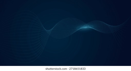 Fondo abstracto moderno con ondas digitales punteadas luminosas en tonos azules profundos, perfecto para el Diseño web futurista, la marca tecnológica y las imágenes creativas.