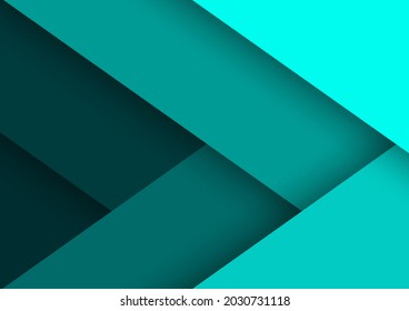 A modern abstract background in a material design style. Features overlapping diagonal layers in shades of teal, creating depth with shadows. Perfect for corporate presentations, websites, and busines