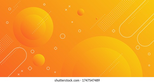 Modern abstract background and memphis elements in yellow   orange gradients   retro themed for posters  banners   website landing pages 