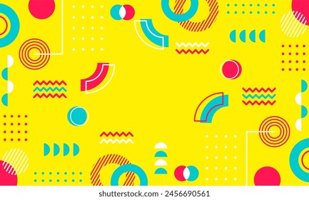 Modern abstract background with memphis elements in yellow and retro themed posters  banners and website landing pages.
