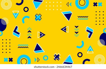 Modern abstract background with memphis elements in yellow and retro themed posters  banners and website landing pages.