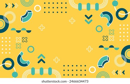 Modern abstract background with memphis elements in yellow and retro themed posters  banners and website landing pages.