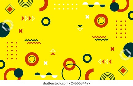 Modern abstract background with memphis elements in yellow and retro themed posters  banners and website landing pages.