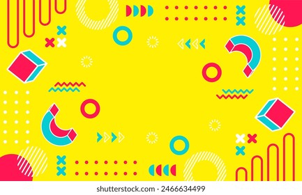 Modern abstract background with memphis elements in yellow and retro themed posters  banners and website landing pages.