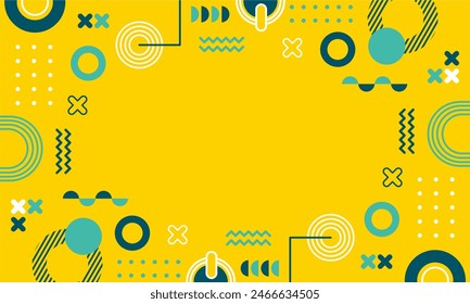 Modern abstract background with memphis elements in yellow and retro themed posters  banners and website landing pages.