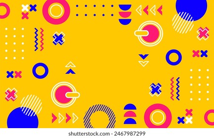 Modern abstract background with memphis elements in yellow and retro themed posters  banners and website landing pages.

