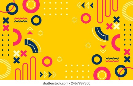 Modern abstract background with memphis elements in yellow and retro themed posters  banners and website landing pages.

