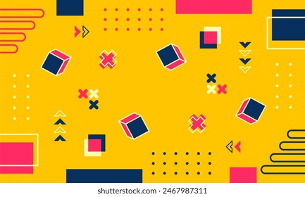 Modern abstract background with memphis elements in yellow and retro themed posters  banners and website landing pages.

