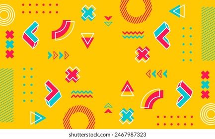 Modern abstract background with memphis elements in yellow and retro themed posters  banners and website landing pages.

