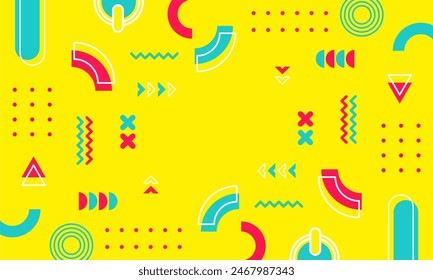 Modern abstract background with memphis elements in yellow and retro themed posters  banners and website landing pages.

