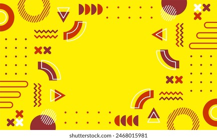 
Modern abstract background with memphis elements in yellow and retro themed posters  banners and website landing pages.
