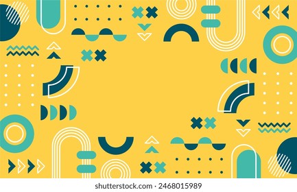 
Modern abstract background with memphis elements in yellow and retro themed posters  banners and website landing pages.