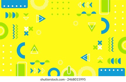 
Modern abstract background with memphis elements in yellow and retro themed posters  banners and website landing pages.