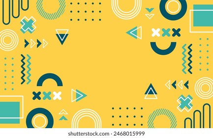 
Modern abstract background with memphis elements in yellow and retro themed posters  banners and website landing pages.