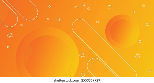 Modern abstract background with memphis elements in yellow and orange gradients and retro themed for posters, banners and website landing pages.