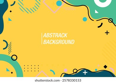 Modern abstract background with memphis elements in yellow and retro themed posters banners and web