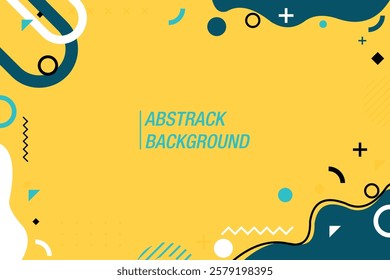 Modern abstract background with memphis elements in yellow and retro themed posters banners and web