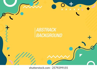 Modern abstract background with memphis elements in yellow and retro themed posters banners and web